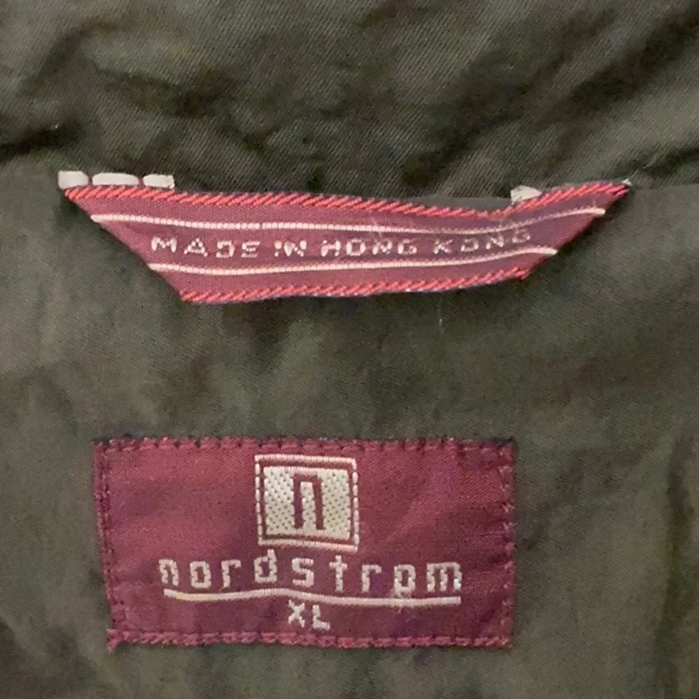 Nordstrom unisex Trench metallic vintage **XL olive green 90s Y2K crinkle belted